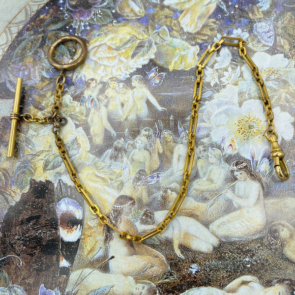 Antique Victorian 12kt Gold Filled Box Link Watch Chain
