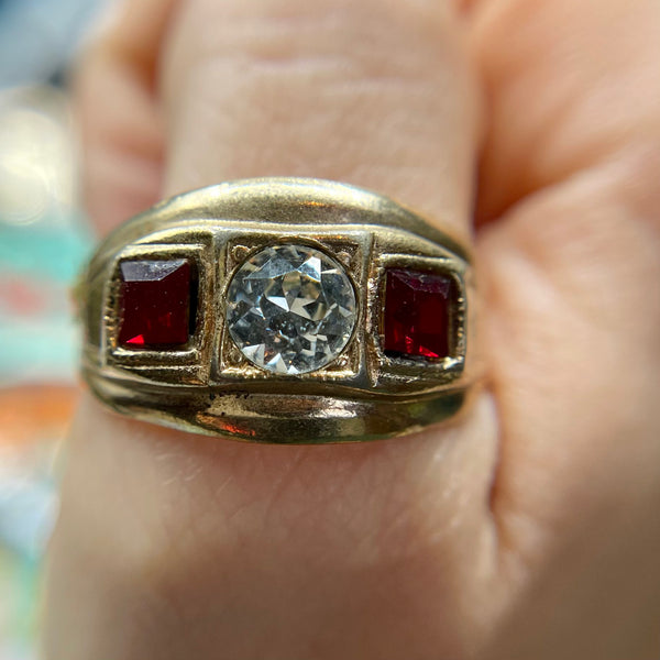 Vintage GF Statement Ring with Paste Stones