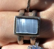 Preorder Vintage Sterling Black Square Double Band Ring